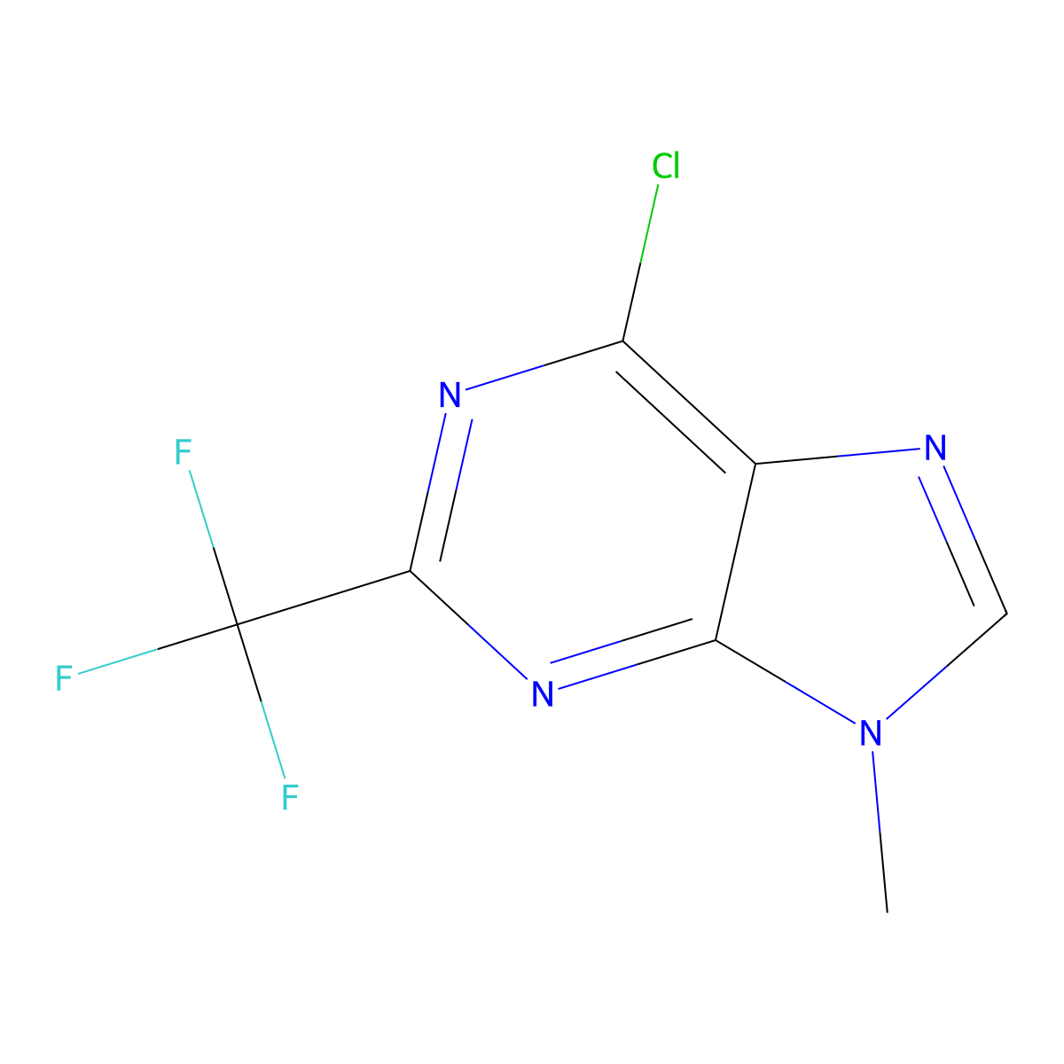 6-chloro-9-methyl-2-(trifluoromethyl)-9H-purine molecular structure, CAS 1644-76-4
