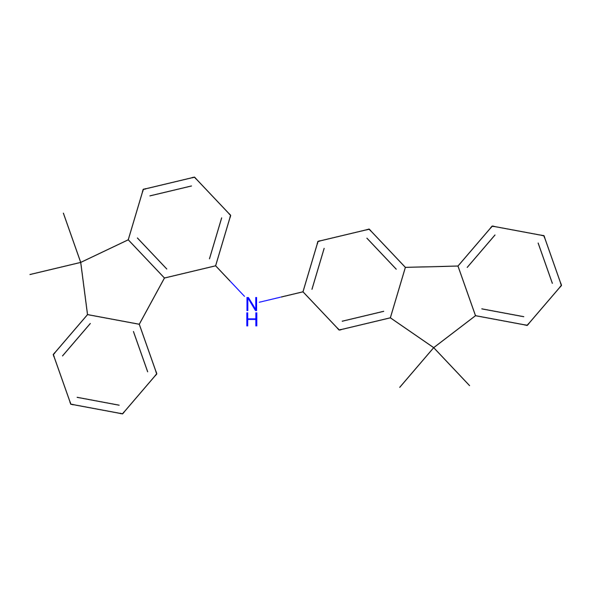 N-(9,9-dimethyl-9H-fluoren-4-yl)-9,9-dimethyl-9H-fluoren-2-amine molecular structure, CAS 1644054-07-8
