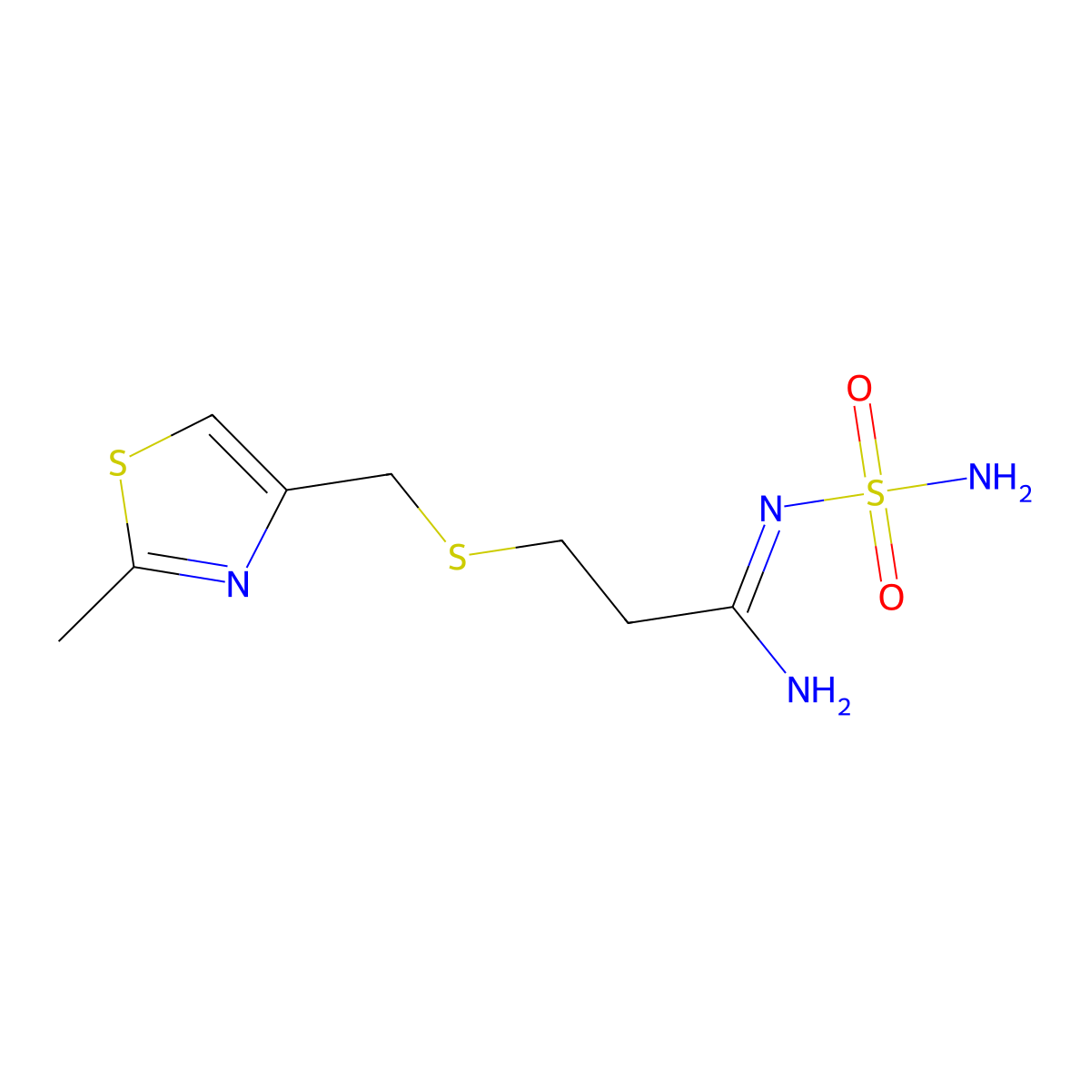 3-(((2-methylthiazol-4-yl)methyl)thio)-N-sulfamoylpropanimidamide molecular structure, CAS 1644079-89-9