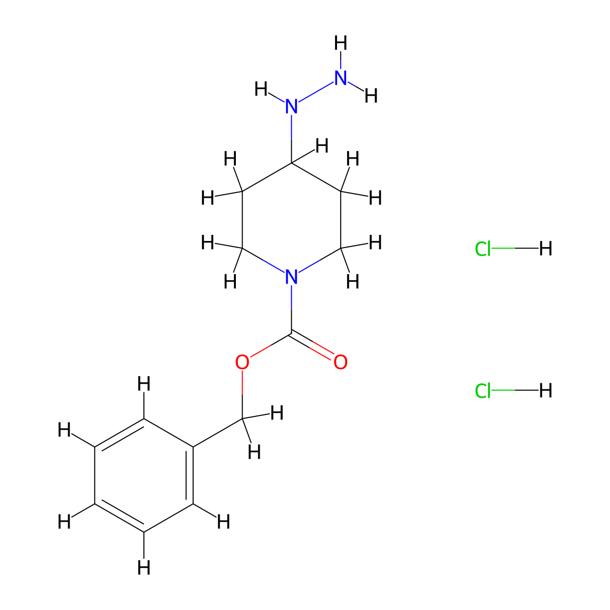 Benzyl 4-hydrazinylpiperidine-1-carboxylate dihydrochloride molecular structure, CAS 1644088-97-0