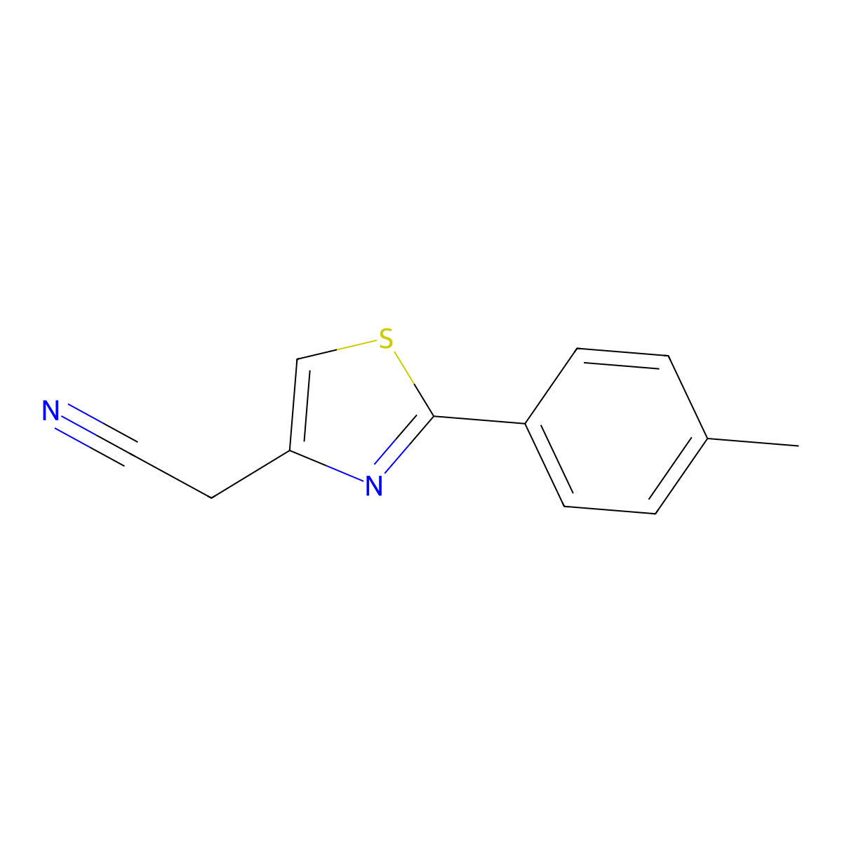 2-[2-(4-Methylphenyl)-1,3-thiazol-4-yl]acetonitrile molecular structure, CAS 16441-27-3