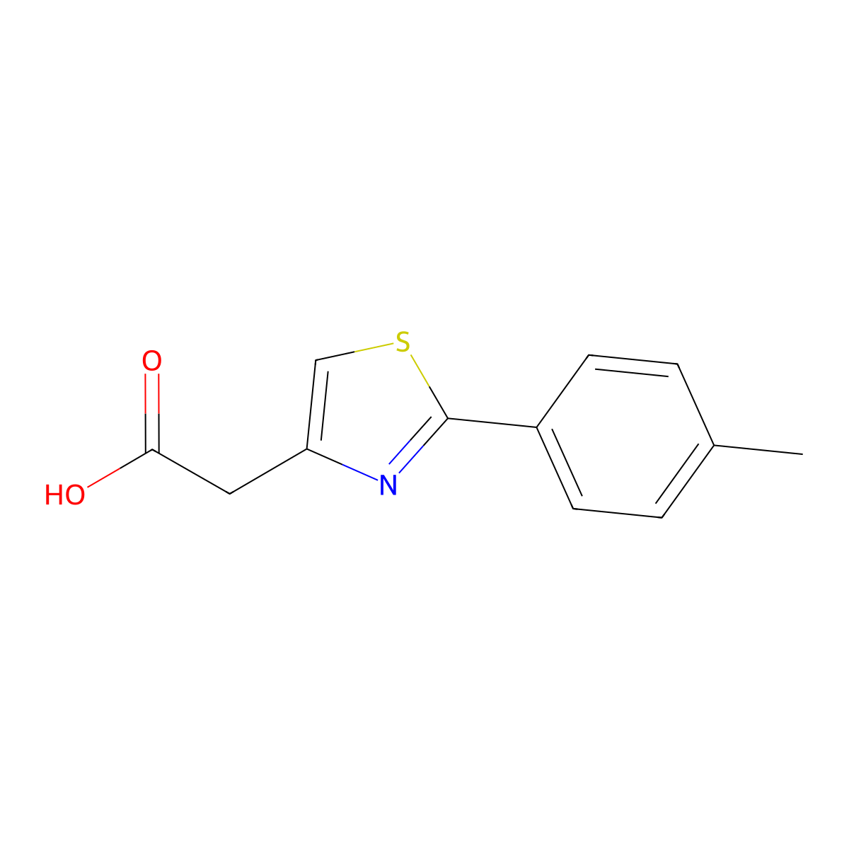 [2-(4-Methylphenyl)-1,3-thiazol-4-yl]acetic acid molecular structure, CAS 16441-30-8