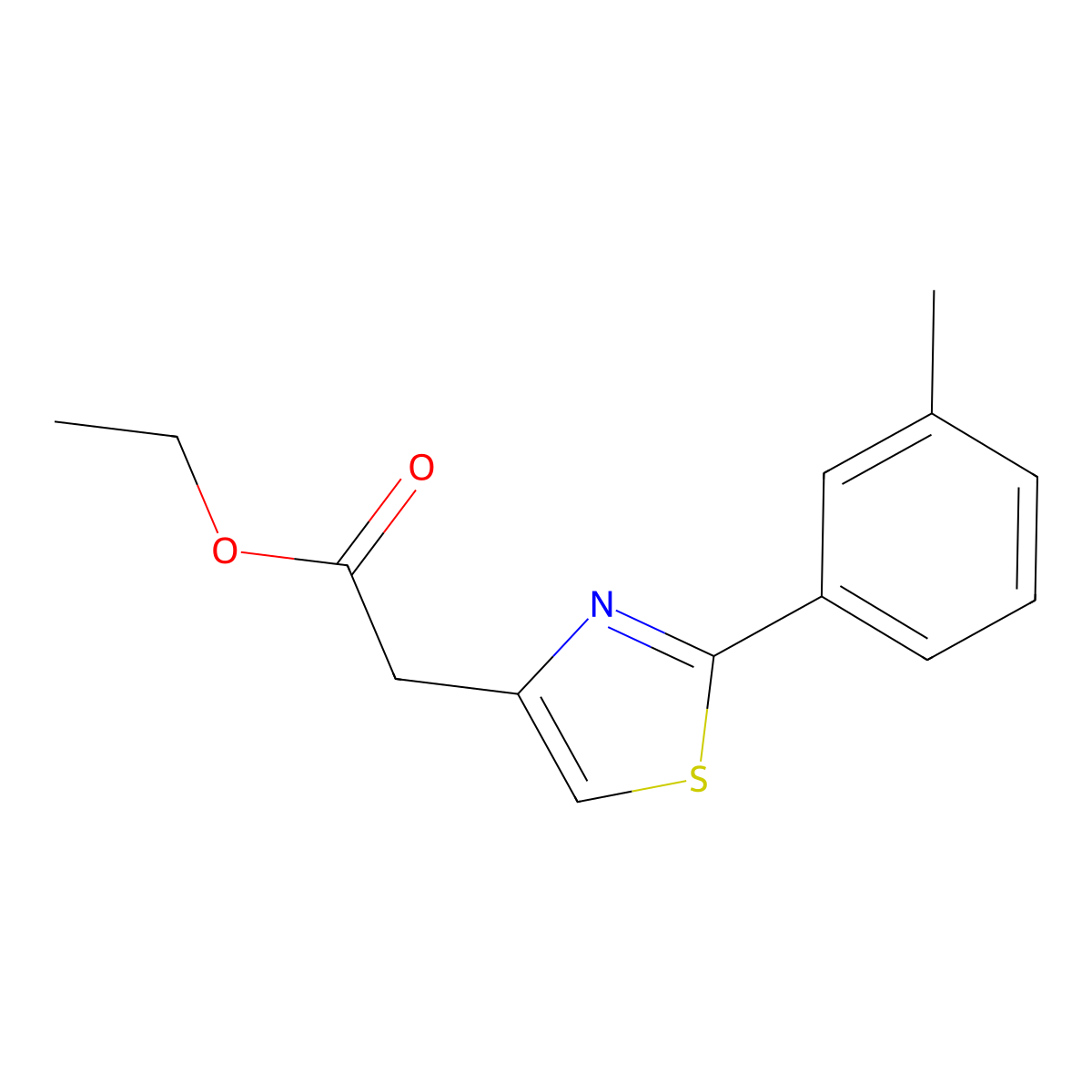 Ethyl 2-(2-(m-tolyl)thiazol-4-yl)acetate molecular structure, CAS 16441-35-3