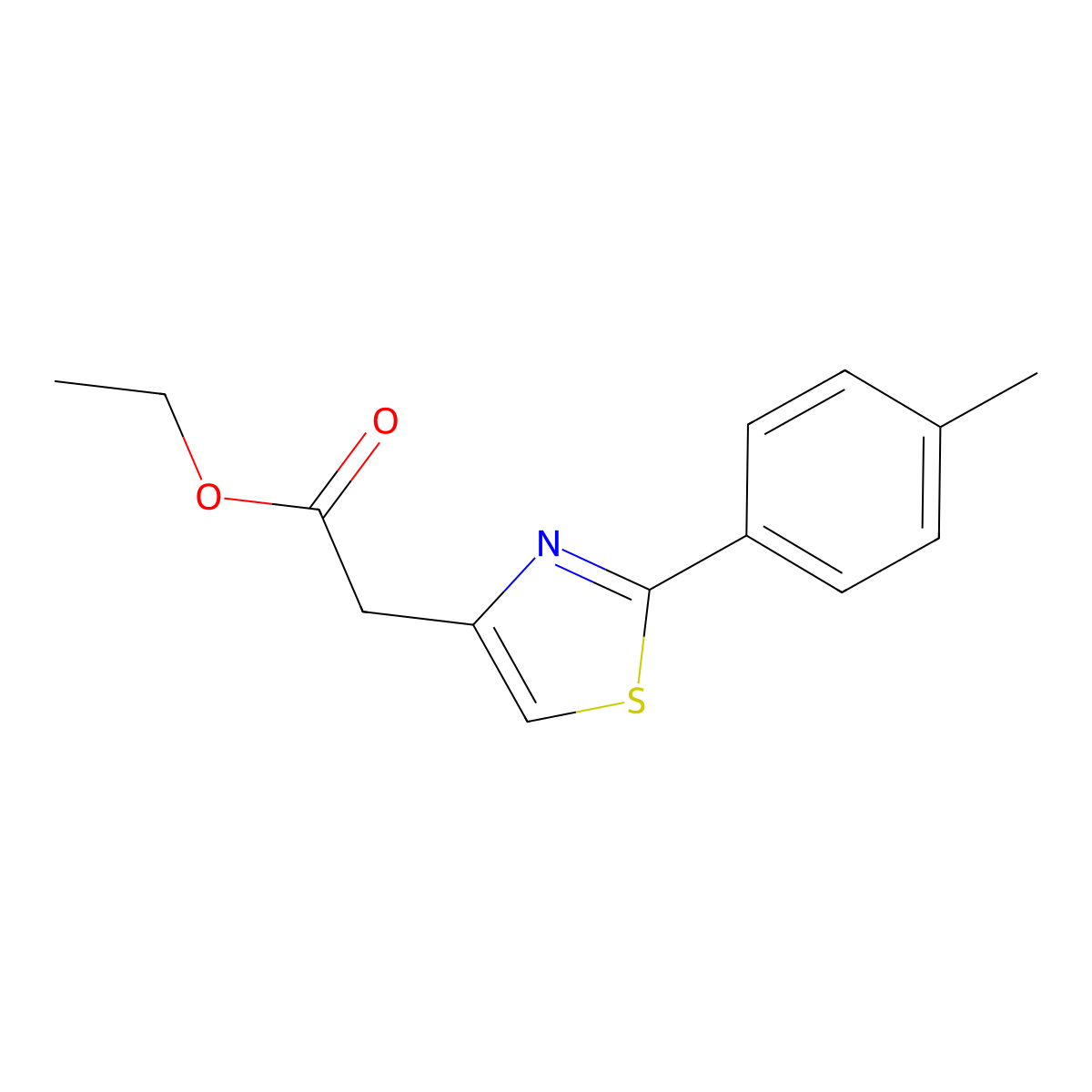 Ethyl 2-(2-(p-tolyl)thiazol-4-yl)acetate molecular structure, CAS 16441-36-4