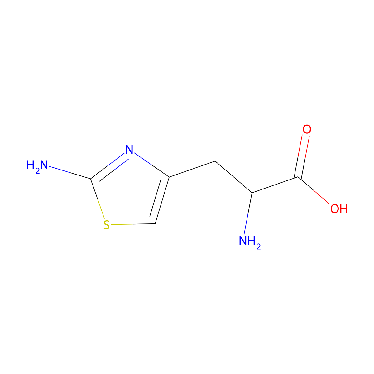 2-amino-3-(2-amino-1,3-thiazol-4-yl)propanoic Acid molecular structure, CAS 16441-46-6