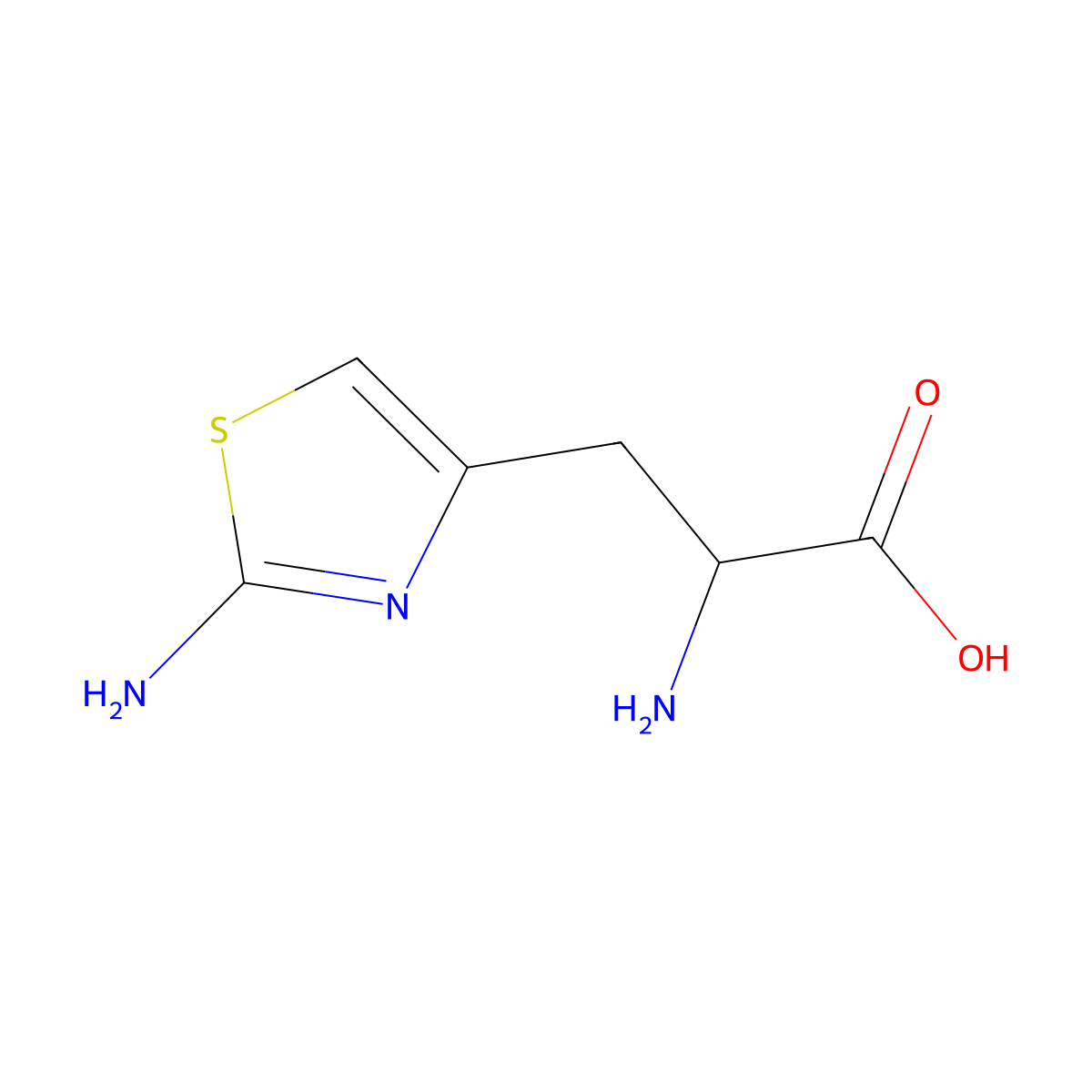 2-amino-3-(2-amino-1,3-thiazol-4-yl)propanoic Acid molecular structure, CAS 16441-46-6