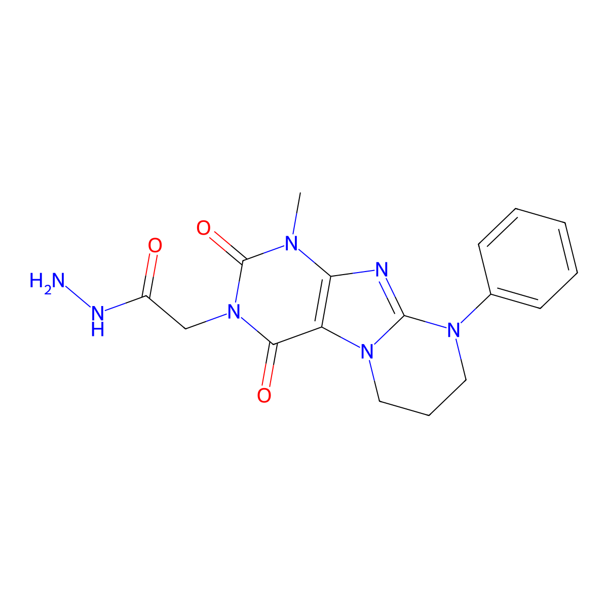 2-(1-methyl-2,4-dioxo-9-phenyl-7,8-dihydro-6H-purino[7,8-a]pyrimidin-3-yl)acetohydrazide molecular structure, CAS 164410-93-9