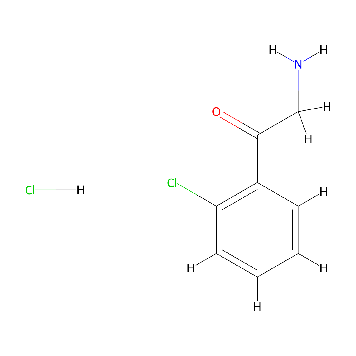 2-Amino-1-(2-chlorophenyl)ethan-1-one hydrochloride molecular structure, CAS 16442-79-8