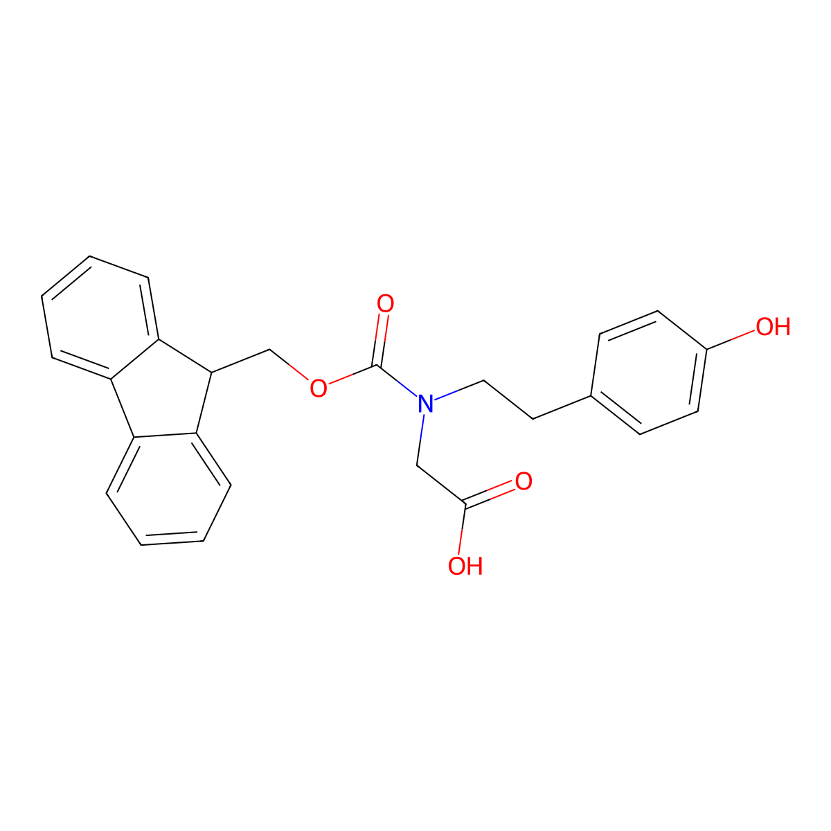N-(((9H-Fluoren-9-yl)methoxy)carbonyl)-N-(4-hydroxyphenethyl)glycine molecular structure, CAS 1644230-80-7