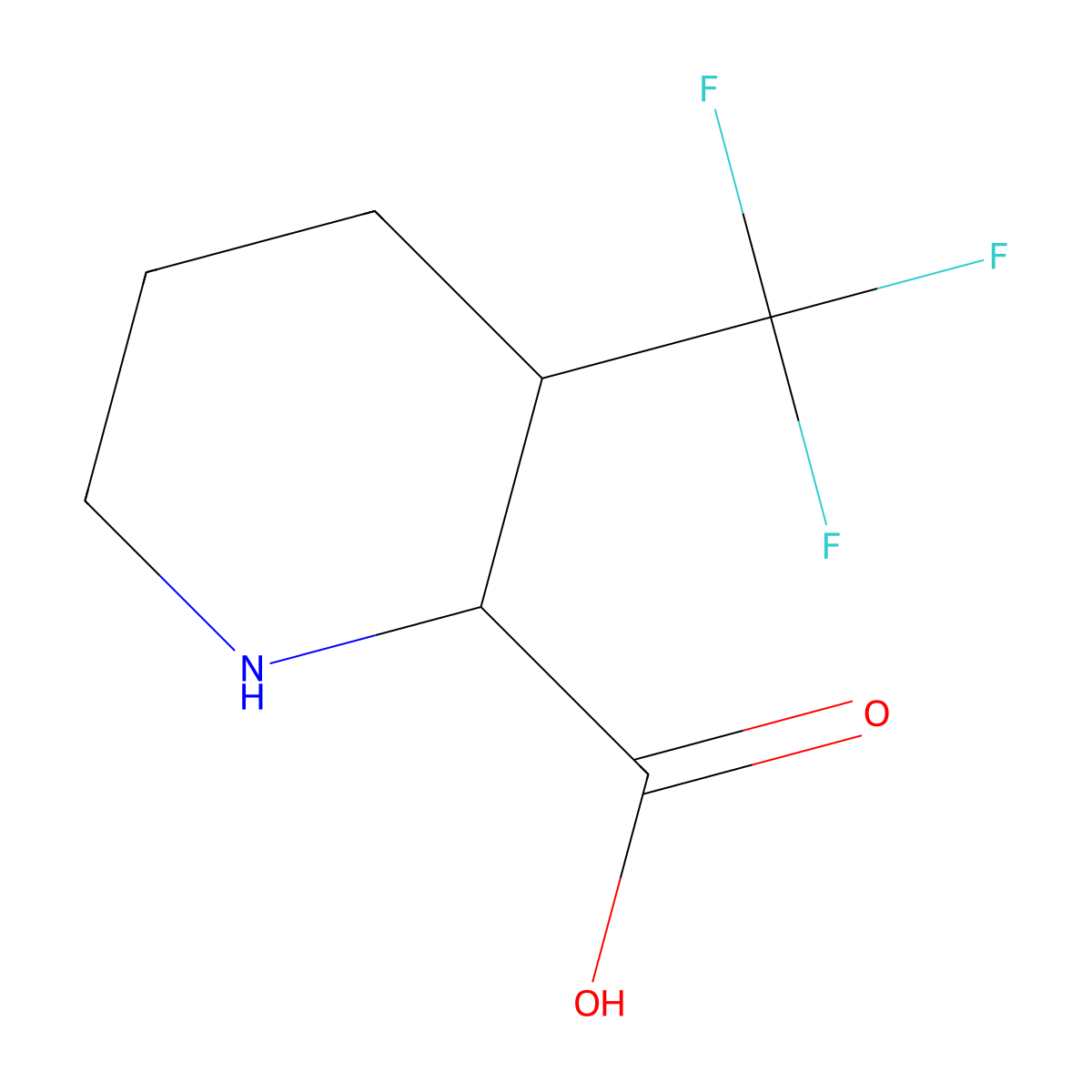 3-(Trifluoromethyl)piperidine-2-carboxylic acid molecular structure, CAS 1644250-43-0