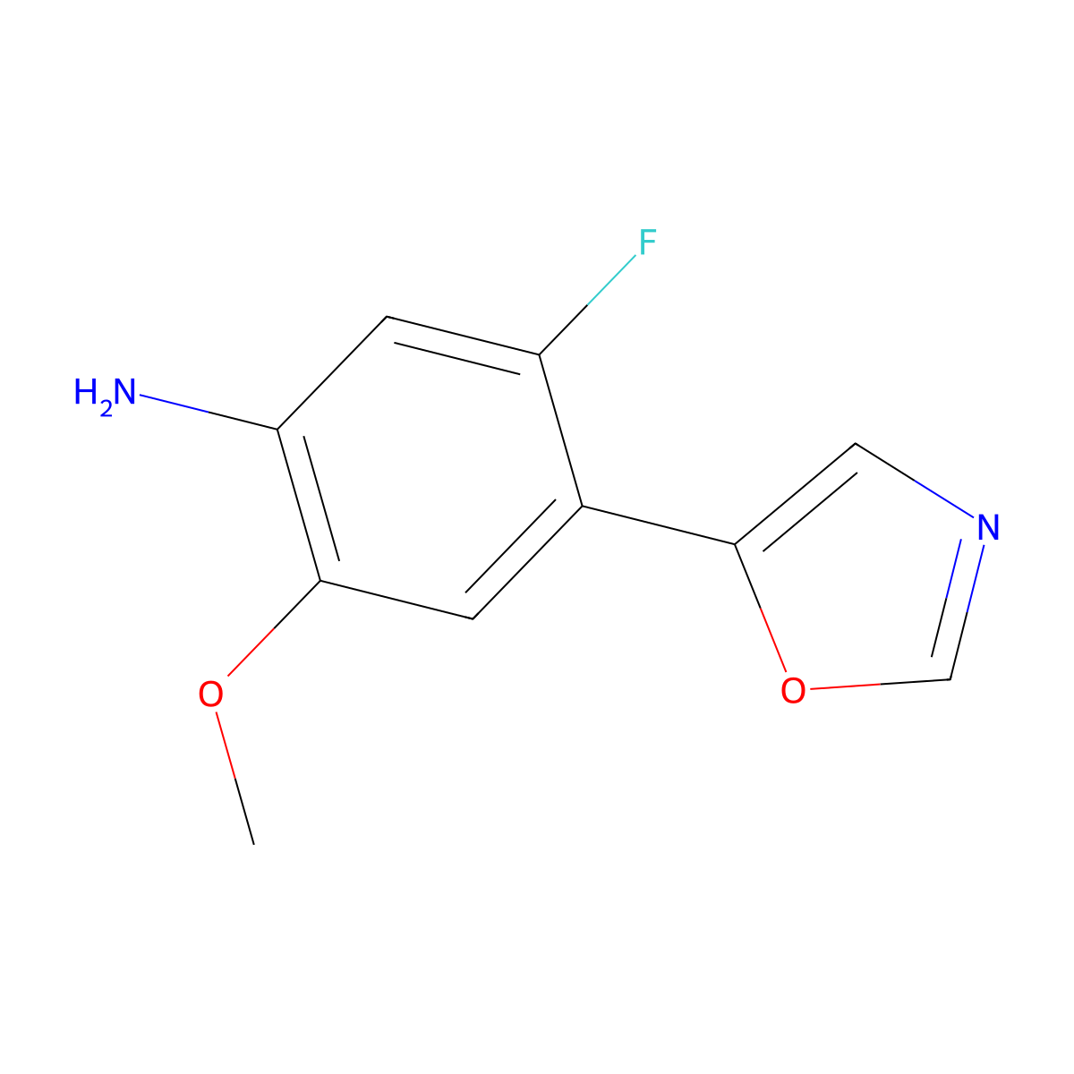 5-Fluoro-2-methoxy-4-(5-oxazolyl)benzenamine molecular structure, CAS 1644250-68-9