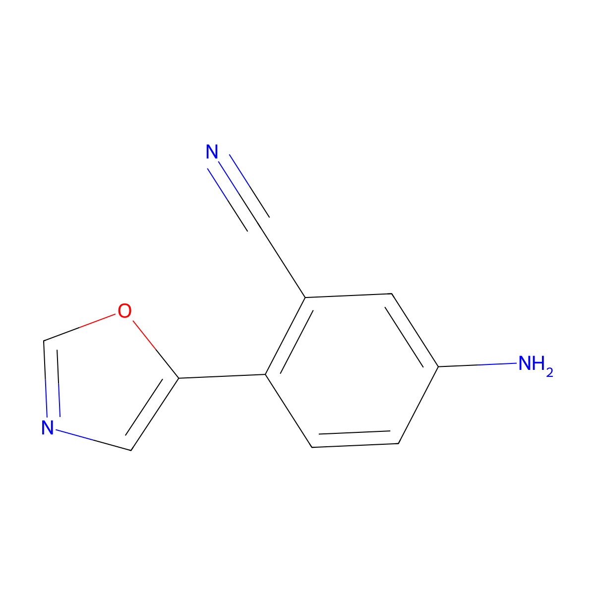 5-Amino-2-(5-oxazolyl)benzonitrile molecular structure, CAS 1644250-70-3