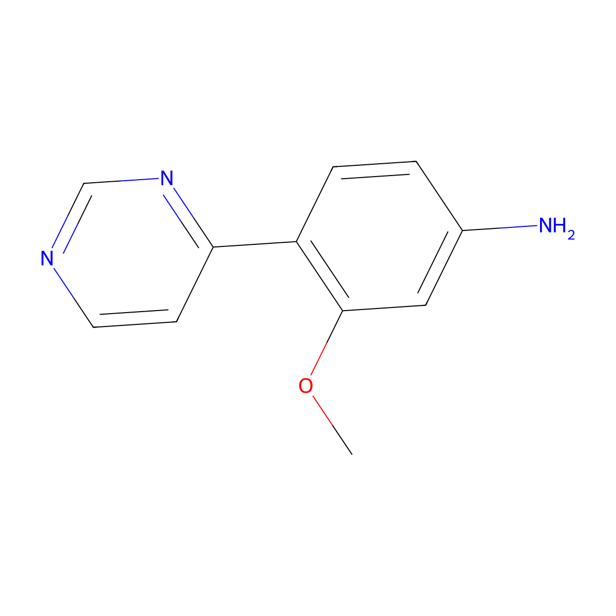 3-Methoxy-4-(4-pyrimidinyl)benzenamine molecular structure, CAS 1644250-95-2