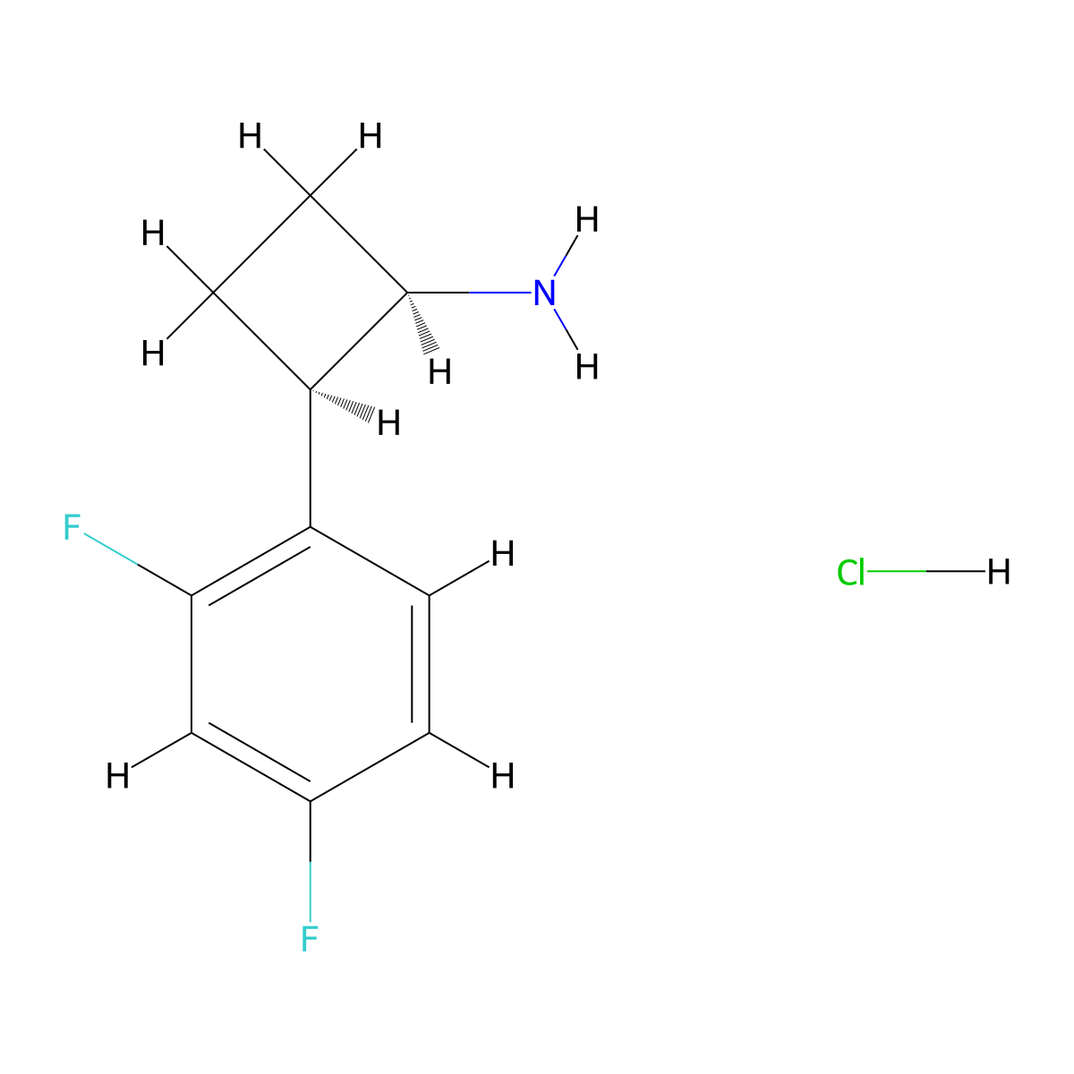 (1R,2R)-2-(2,4-Difluorophenyl)cyclobutan-1-amine;hydrochloride molecular structure, CAS 1644255-70-8
