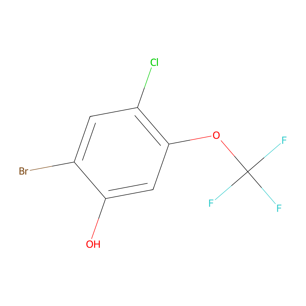 2-Bromo-4-chloro-5-(trifluoromethoxy)phenol molecular structure, CAS 1644281-84-4