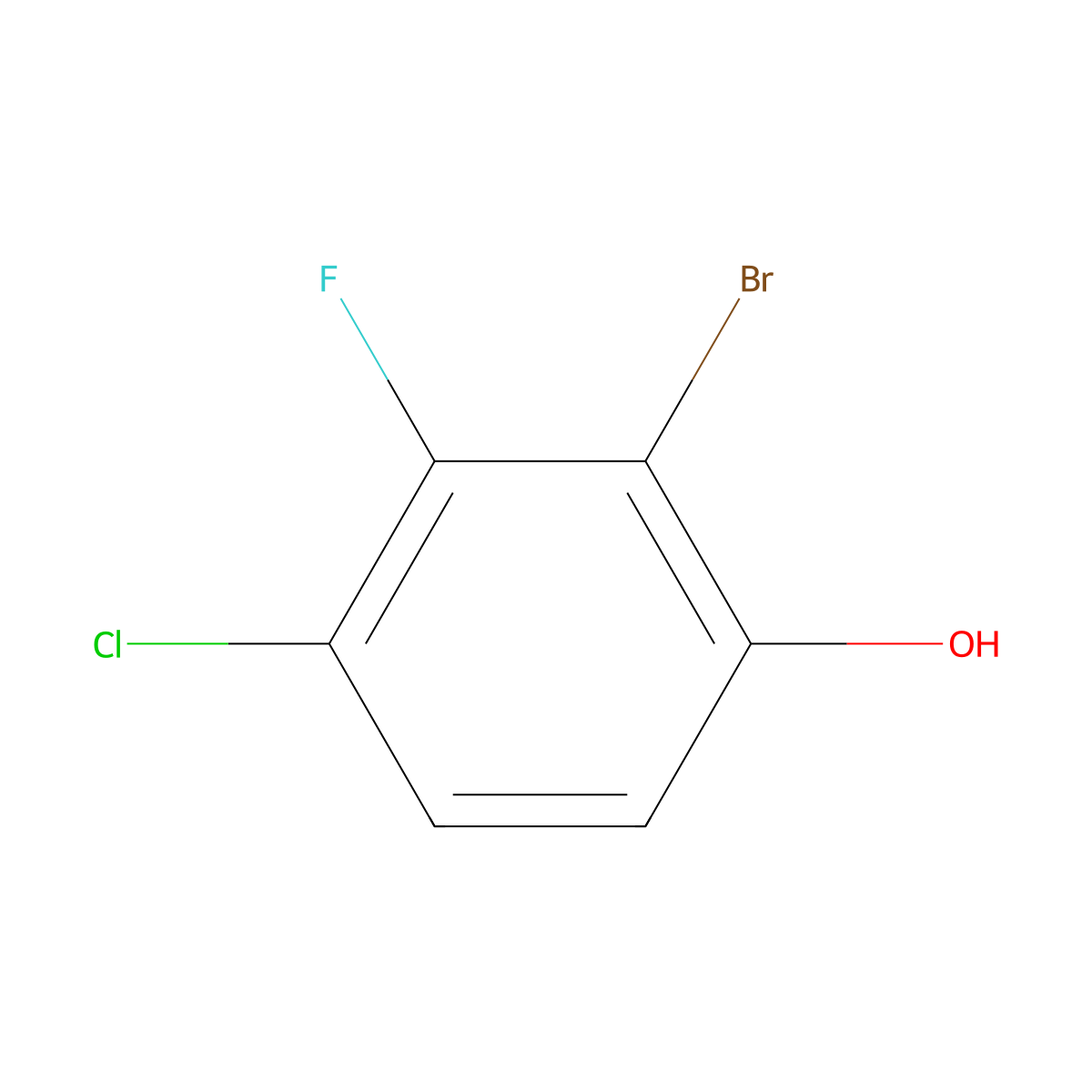 2-Bromo-4-chloro-3-fluorophenol molecular structure, CAS 1644281-89-9