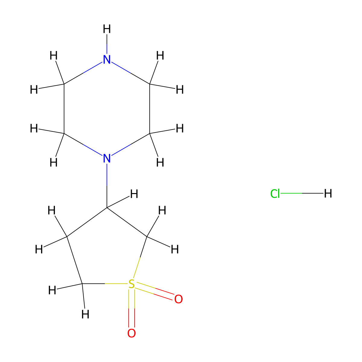 3-(Piperazin-1-Yl)Tetrahydrothiophene 1,1-Dioxide Hydrochloride molecular structure, CAS 1644381-18-9