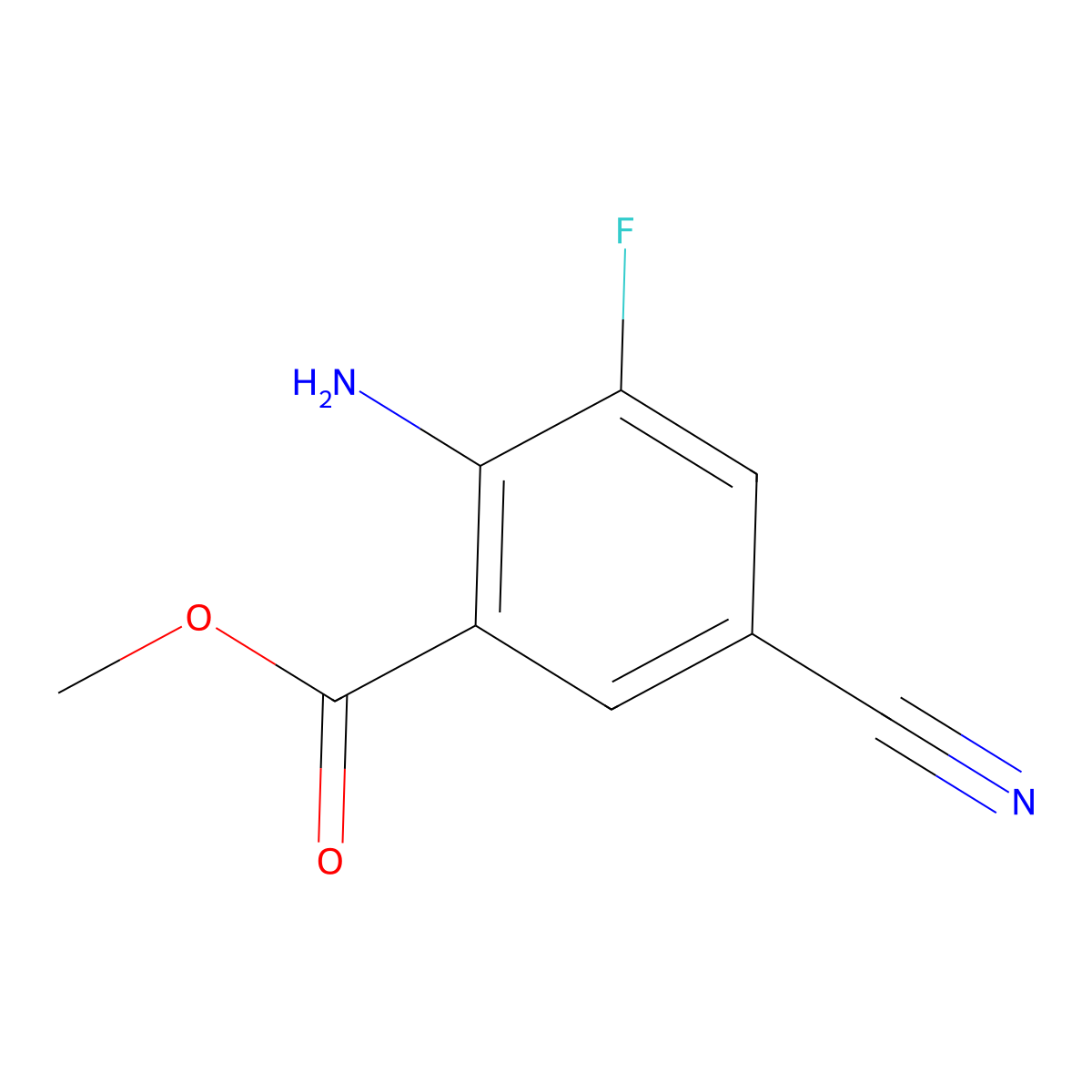 Methyl 2-amino-5-cyano-3-fluorobenzoate molecular structure, CAS 1644383-46-9