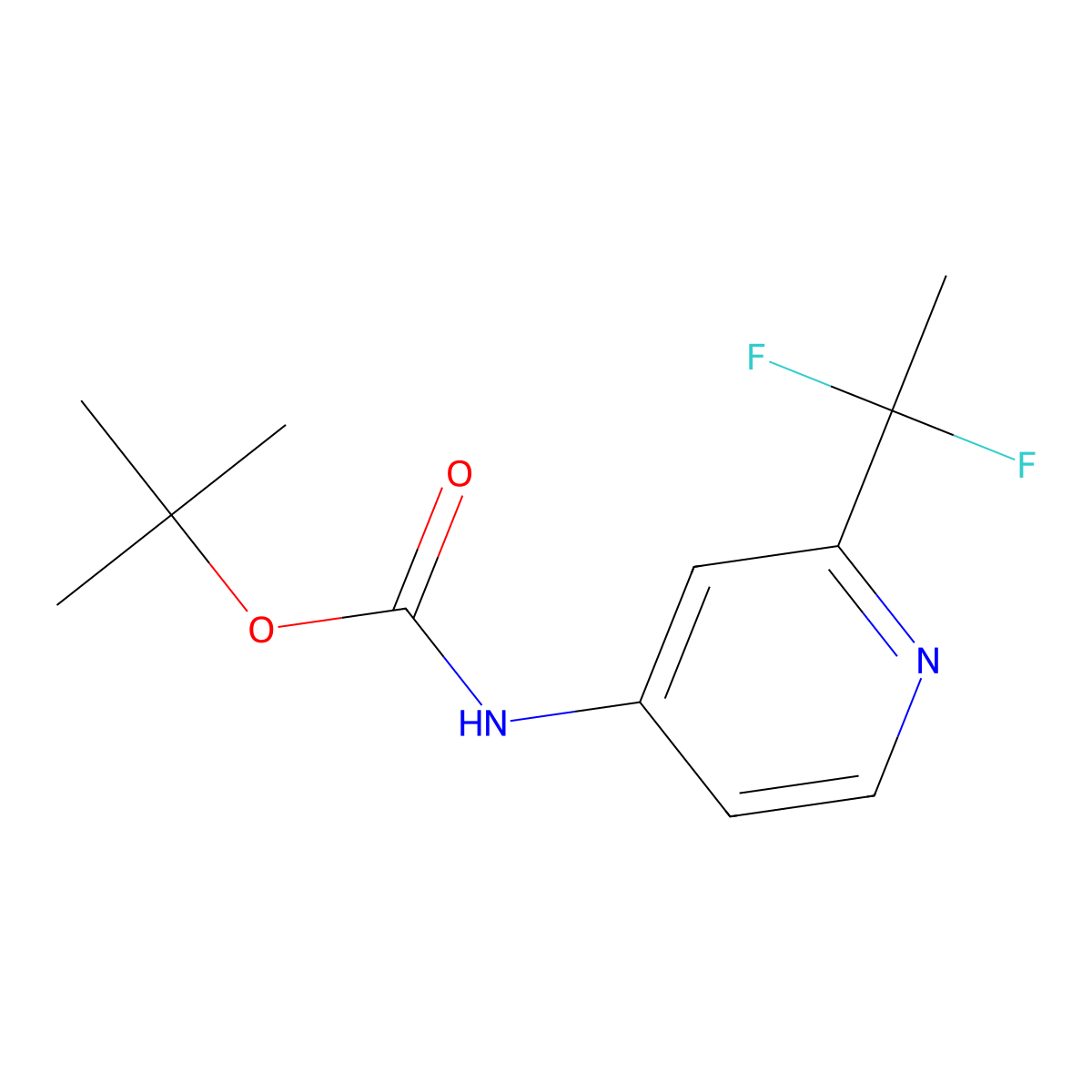Tert-butyl (2-(1,1-difluoroethyl)pyridin-4-yl)carbamate molecular structure, CAS 1644386-40-2