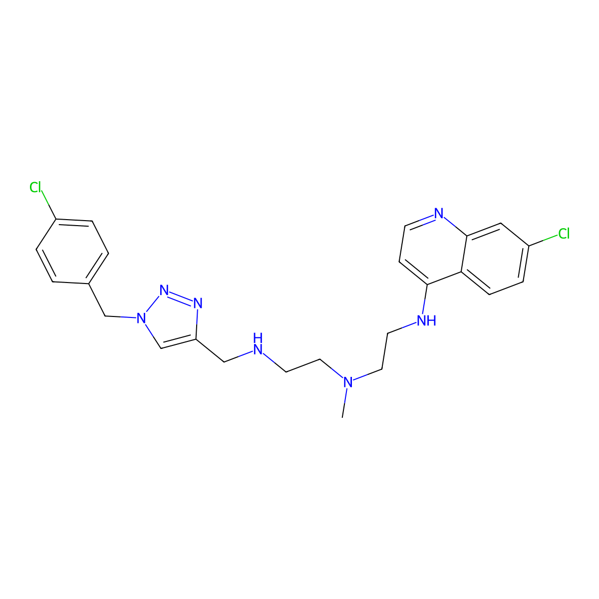 N-[[1-[(4-chlorophenyl)methyl]triazol-4-yl]methyl]-N'-[2-[(7-chloroquinolin-4-yl)amino]ethyl]-N'-methylethane-1,2-diamine molecular structure, CAS 1644388-26-0