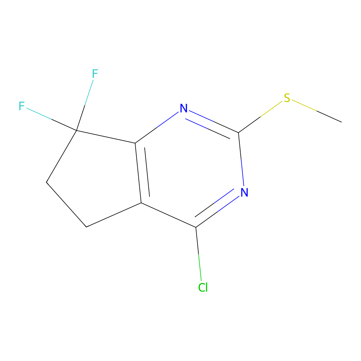 4-Chloro-7,7-difluoro-2-methylsulfanyl-5,6-dihydrocyclopenta[d]pyrimidine molecular structure, CAS 1644414-78-7
