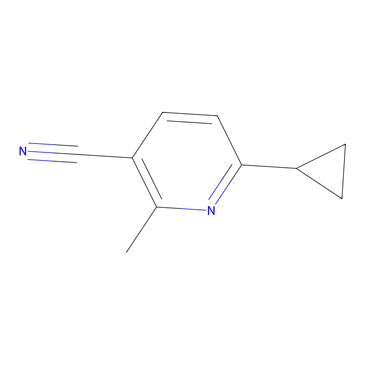 6-Cyclopropyl-2-methylnicotinonitrile molecular structure, CAS 1644447-20-0