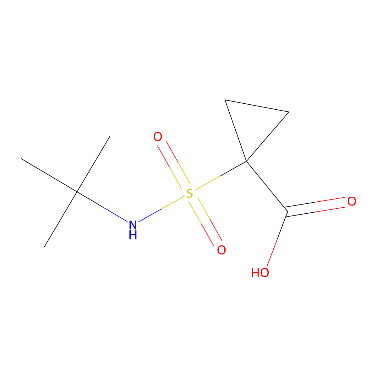 1-(Tert-butylsulfamoyl)cyclopropane-1-carboxylic acid molecular structure, CAS 1644459-17-5