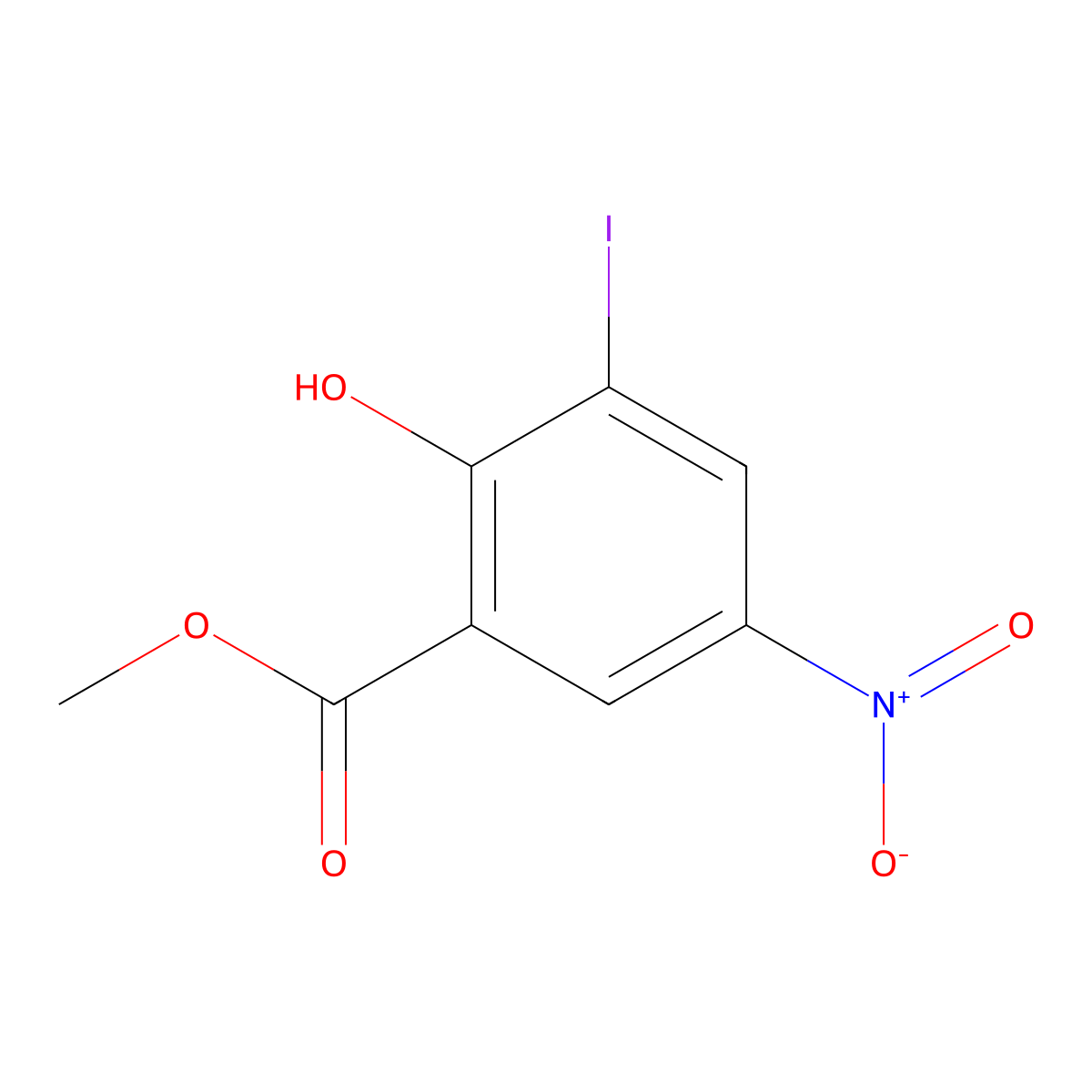 Methyl 2-hydroxy-3-iodo-5-nitrobenzoate molecular structure, CAS 1644464-87-8