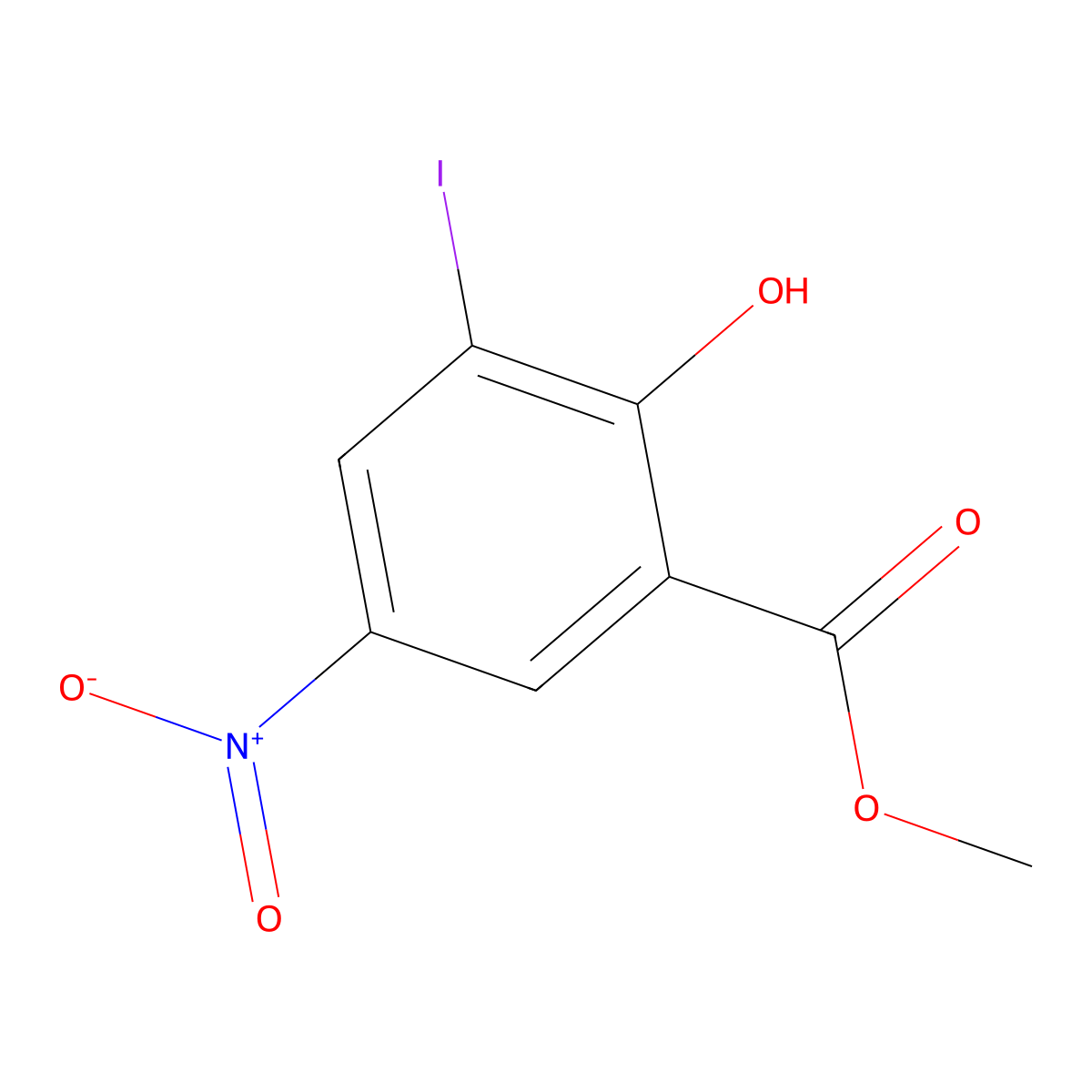 Methyl 2-hydroxy-3-iodo-5-nitrobenzoate molecular structure, CAS 1644464-87-8