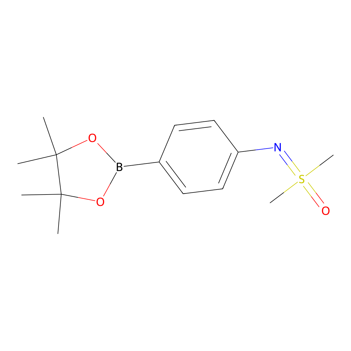 Dimethyl({[4-(tetramethyl-1,3,2-dioxaborolan-2-yl)phenyl]imino})-lambda6-sulfanone molecular structure, CAS 1644499-93-3