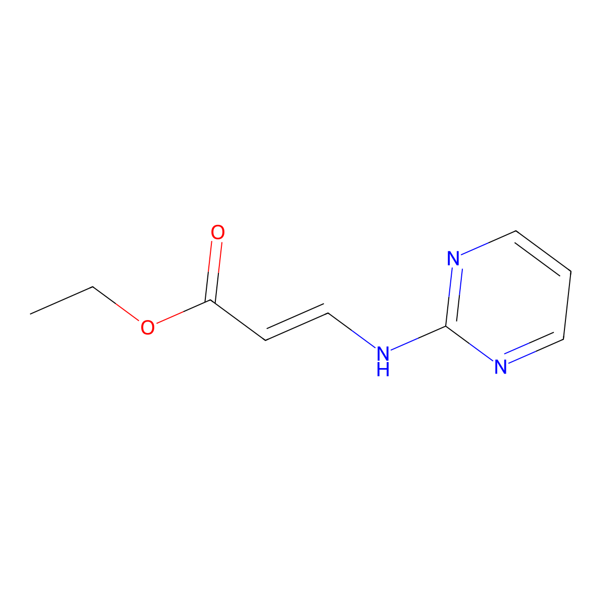 ethyl (2E)-3-[(pyrimidin-2-yl)amino]prop-2-enoate molecular structure, CAS 1644540-74-8