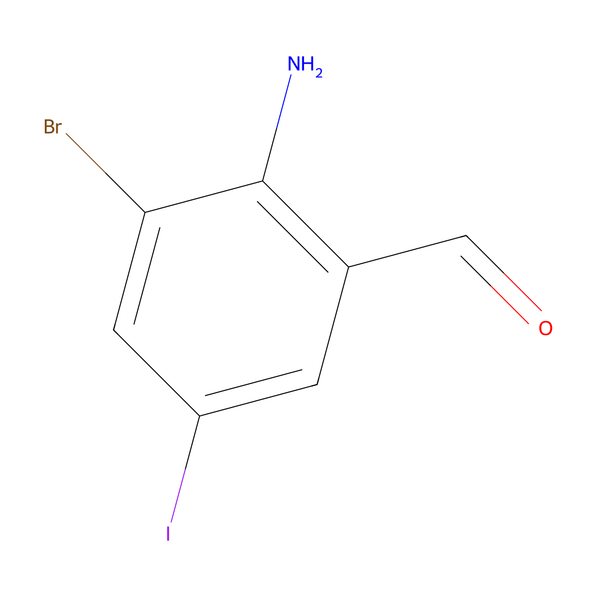 2-Amino-3-bromo-5-iodobenzaldehyde molecular structure, CAS 1644559-85-2