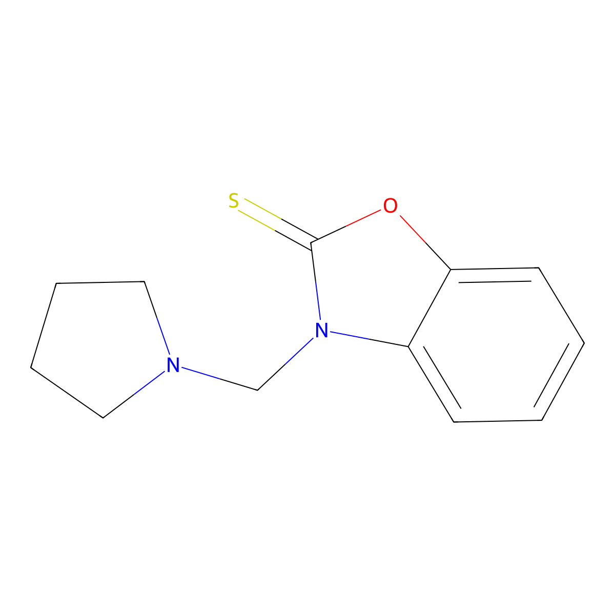 3-(Pyrrolidin-1-ylmethyl)-1,3-benzoxazole-2-thione molecular structure, CAS 16446-14-3