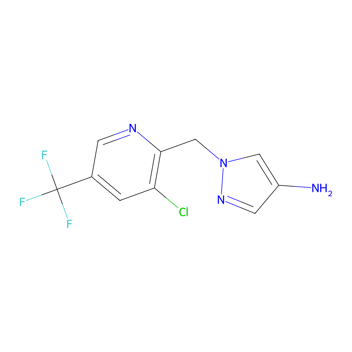1-{[3-chloro-5-(trifluoromethyl)pyridin-2-yl]methyl}-1H-pyrazol-4-amine molecular structure, CAS 1644602-68-5