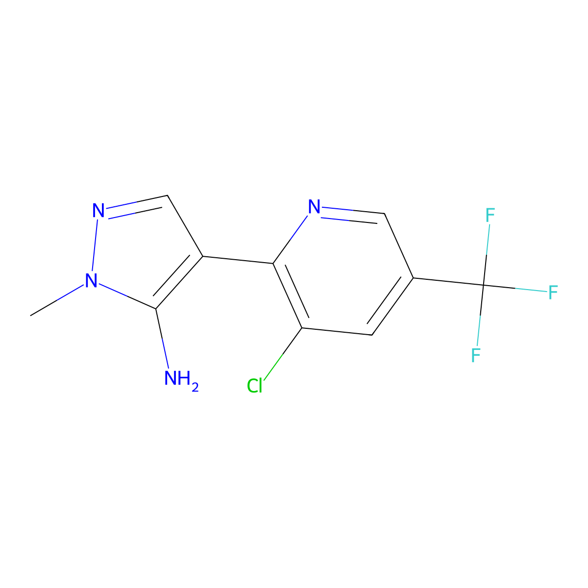 4-[3-chloro-5-(trifluoromethyl)pyridin-2-yl]-1-methyl-1H-pyrazol-5-amine molecular structure, CAS 1644602-69-6