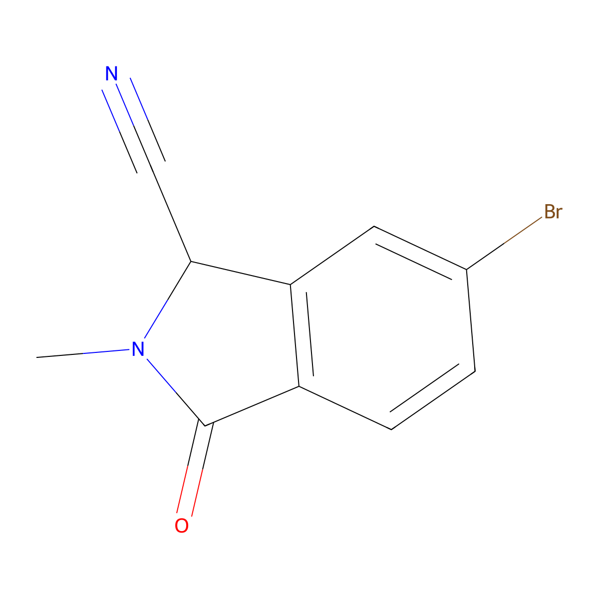 6-bromo-2-methyl-3-oxo-2,3-dihydro-1H-isoindole-1-carbonitrile molecular structure, CAS 1644602-70-9