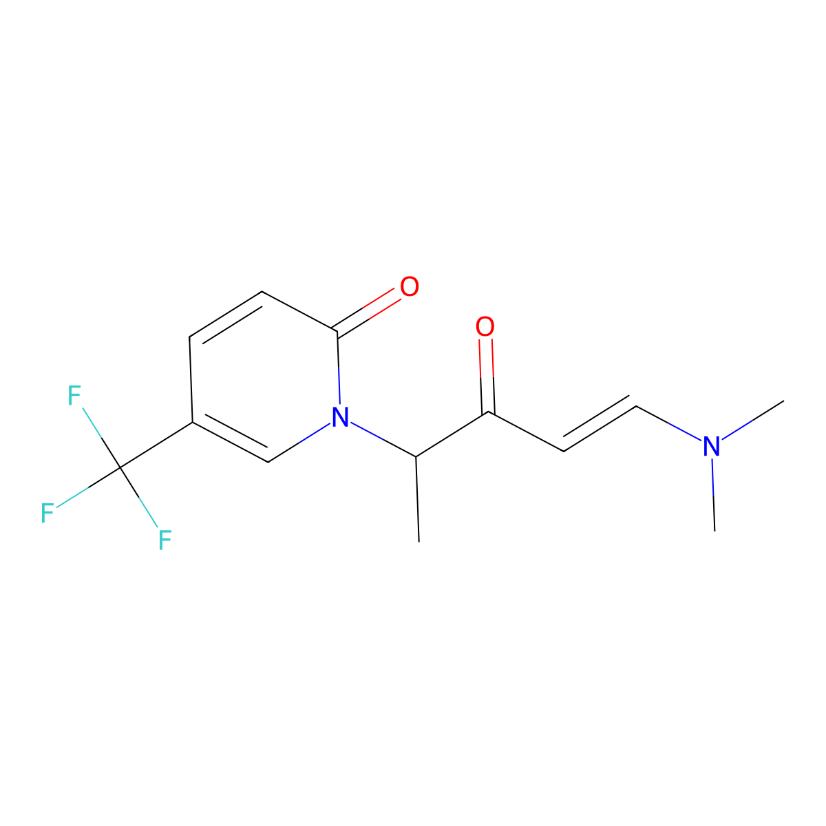 1-[(4E)-5-(dimethylamino)-3-oxopent-4-en-2-yl]-5-(trifluoromethyl)-1,2-dihydropyridin-2-one molecular structure, CAS 1644602-78-7