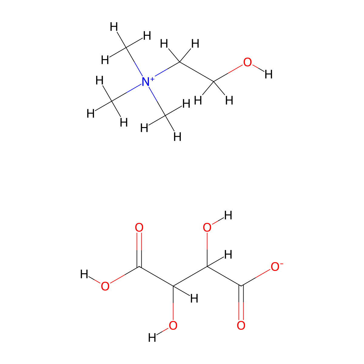 Choline tartrate (1:1) molecular structure, CAS 1644621-45-3