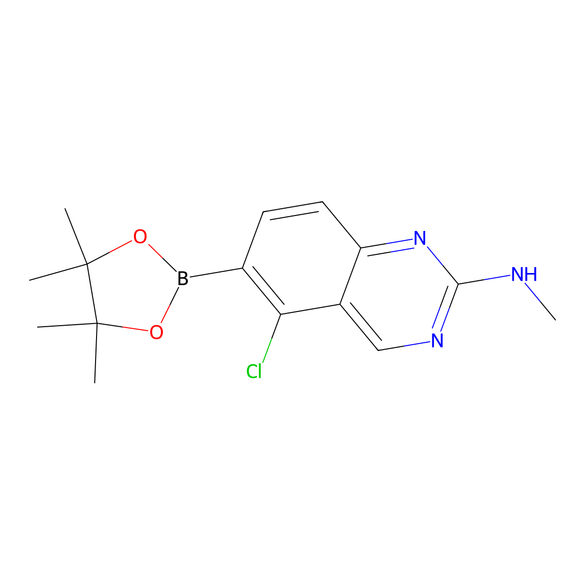 5-Chloro-N-methyl-6-(4,4,5,5-tetramethyl-1,3,2-dioxaborolan-2-yl)quinazolin-2-amine molecular structure, CAS 1644664-02-7