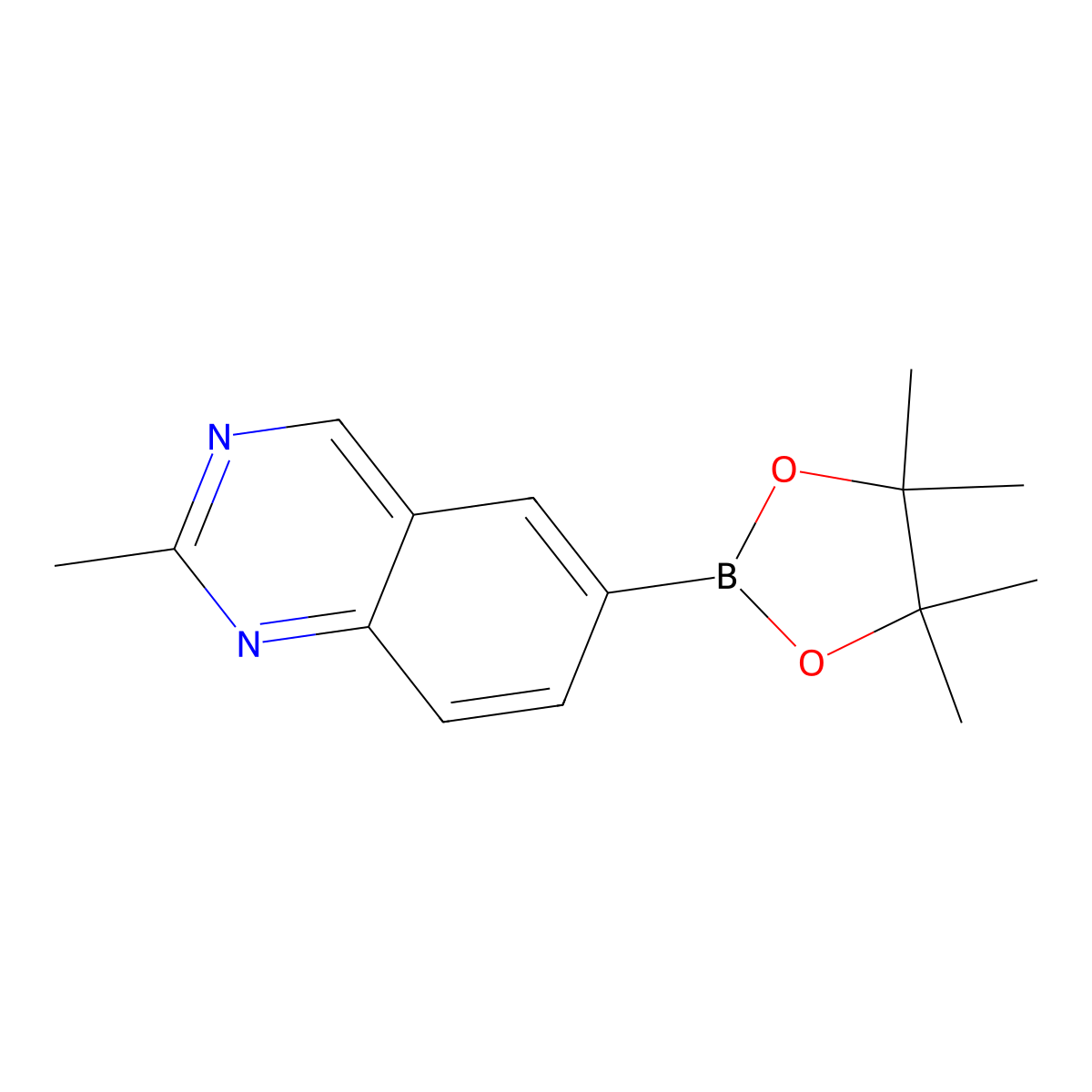 2-Methyl-6-(4,4,5,5-tetramethyl-1,3,2-dioxaborolan-2-yl)quinazoline molecular structure, CAS 1644664-03-8
