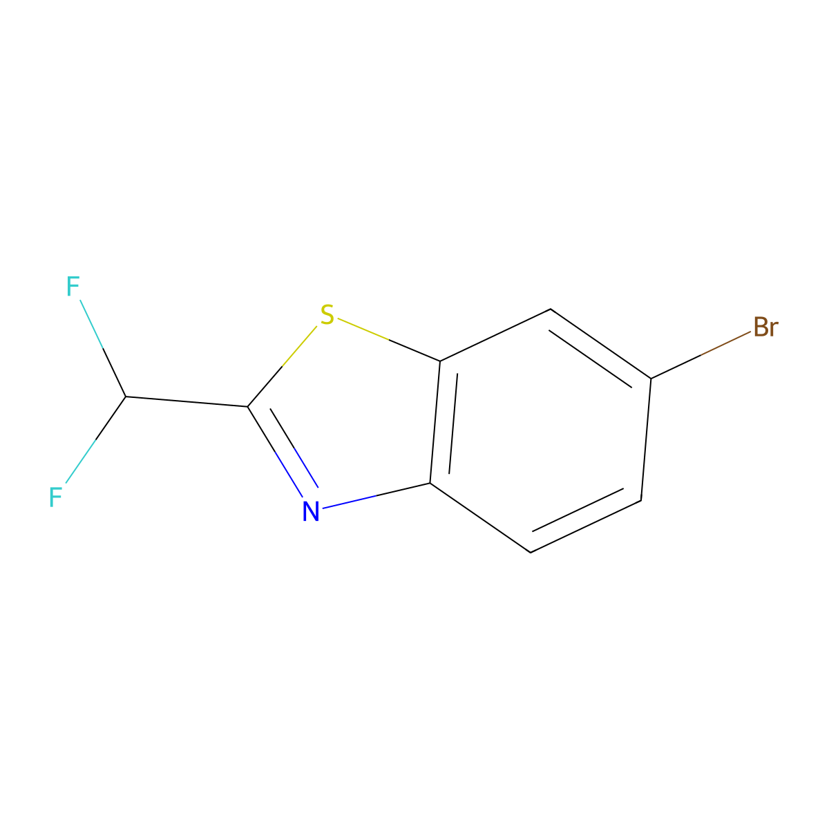 6-Bromo-2-(difluoromethyl)-1,3-benzothiazole molecular structure, CAS 1644664-05-0