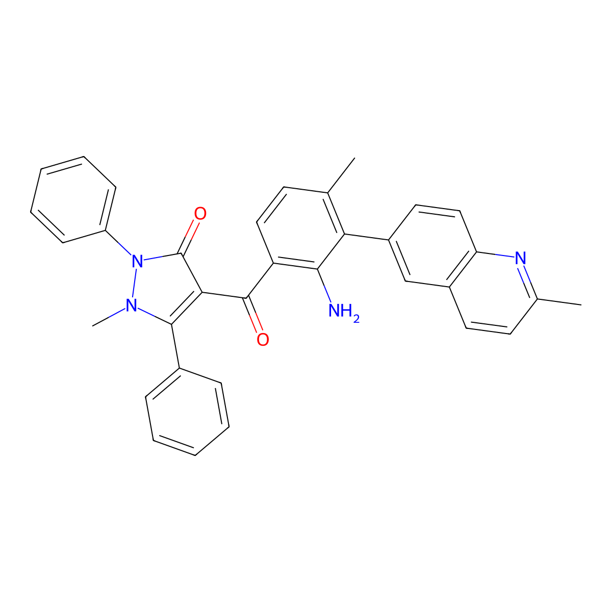 4-[2-Amino-4-Methyl-3-(2-Methylquinolin-6-Yl)benzoyl]-1-Methyl-2,5-Diphenyl-1,2-Dihydro-3h-Pyrazol-3-One molecular structure, CAS 1644664-21-0