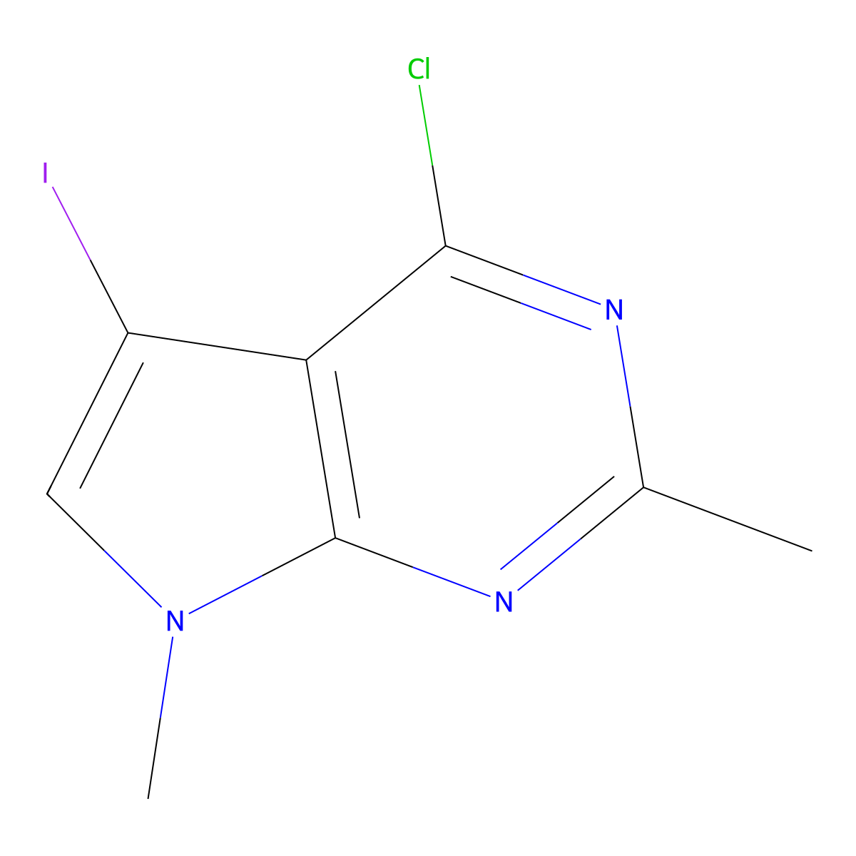 4-Chloro-5-iodo-2,7-dimethyl-7H-pyrrolo[2,3-d]pyrimidine molecular structure, CAS 1644664-24-3