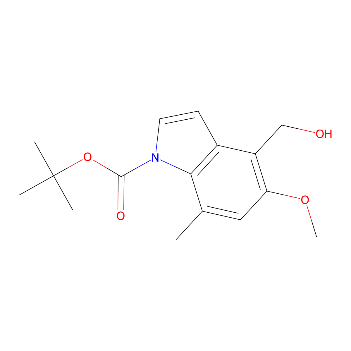 Tert-butyl 4-(hydroxymethyl)-5-methoxy-7-methyl-indole-1-carboxylate molecular structure, CAS 1644667-10-6