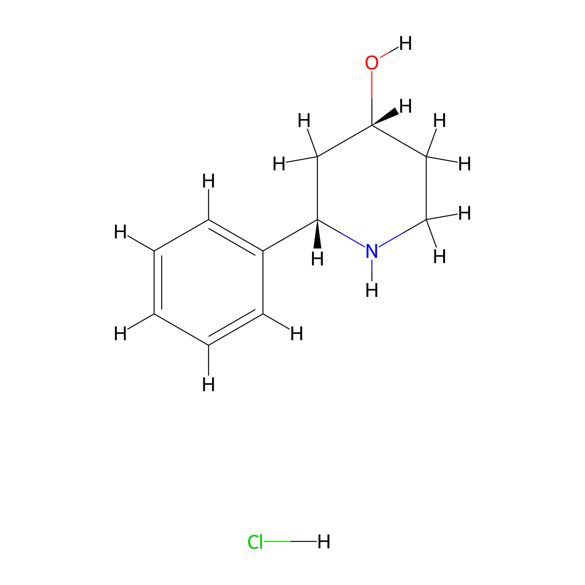 rac-(2R,4S)-2-phenylpiperidin-4-ol hydrochloride molecular structure, CAS 1644667-13-9