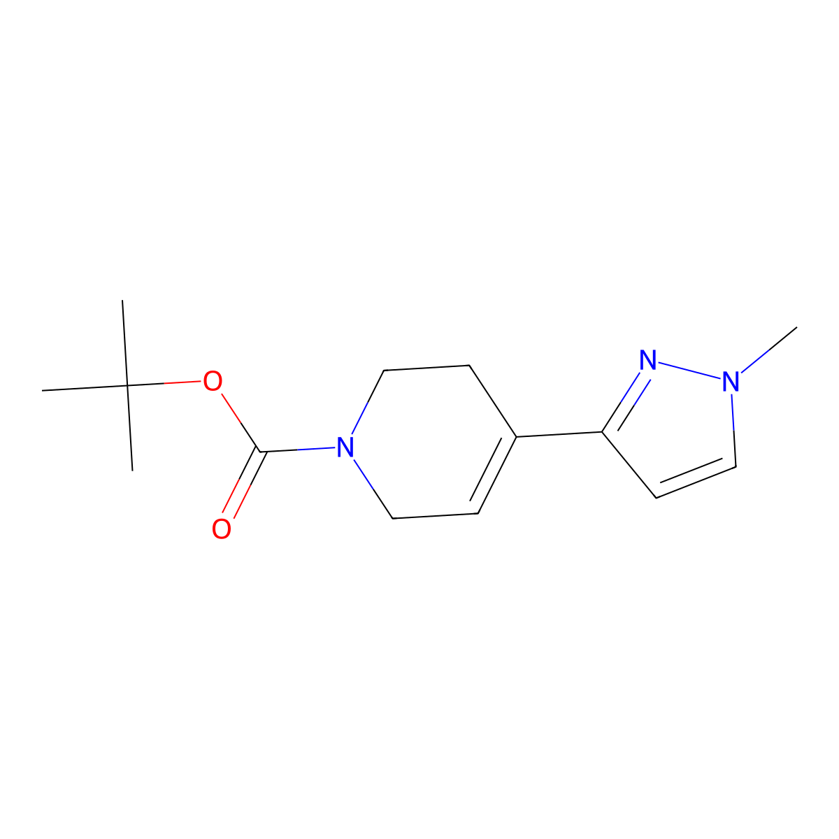 3,6-Dihydro-4-(1-methyl-1H-pyrazol-3-yl)-1(2h)-pyridinecarboxylic acid 1,1-dimethylethyl ester molecular structure, CAS 1644678-02-3