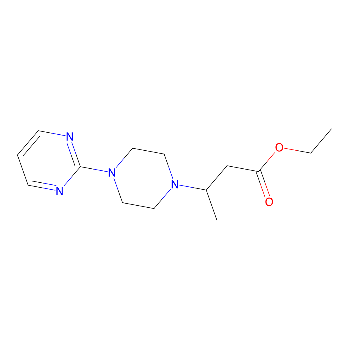 1-Piperazinepropanoic acid, beta-methyl-4-(2-pyrimidinyl)-, ethyl ester molecular structure, CAS 164468-03-5