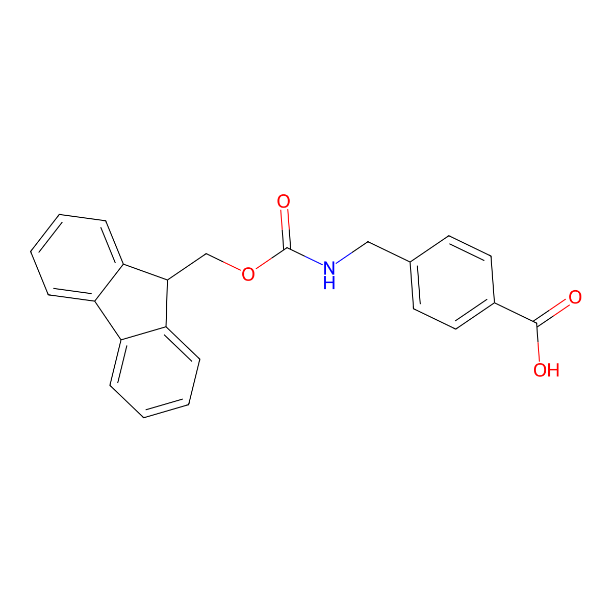 4-(((((9H-Fluoren-9-yl)methoxy)carbonyl)amino)methyl)benzoic acid molecular structure, CAS 164470-64-8