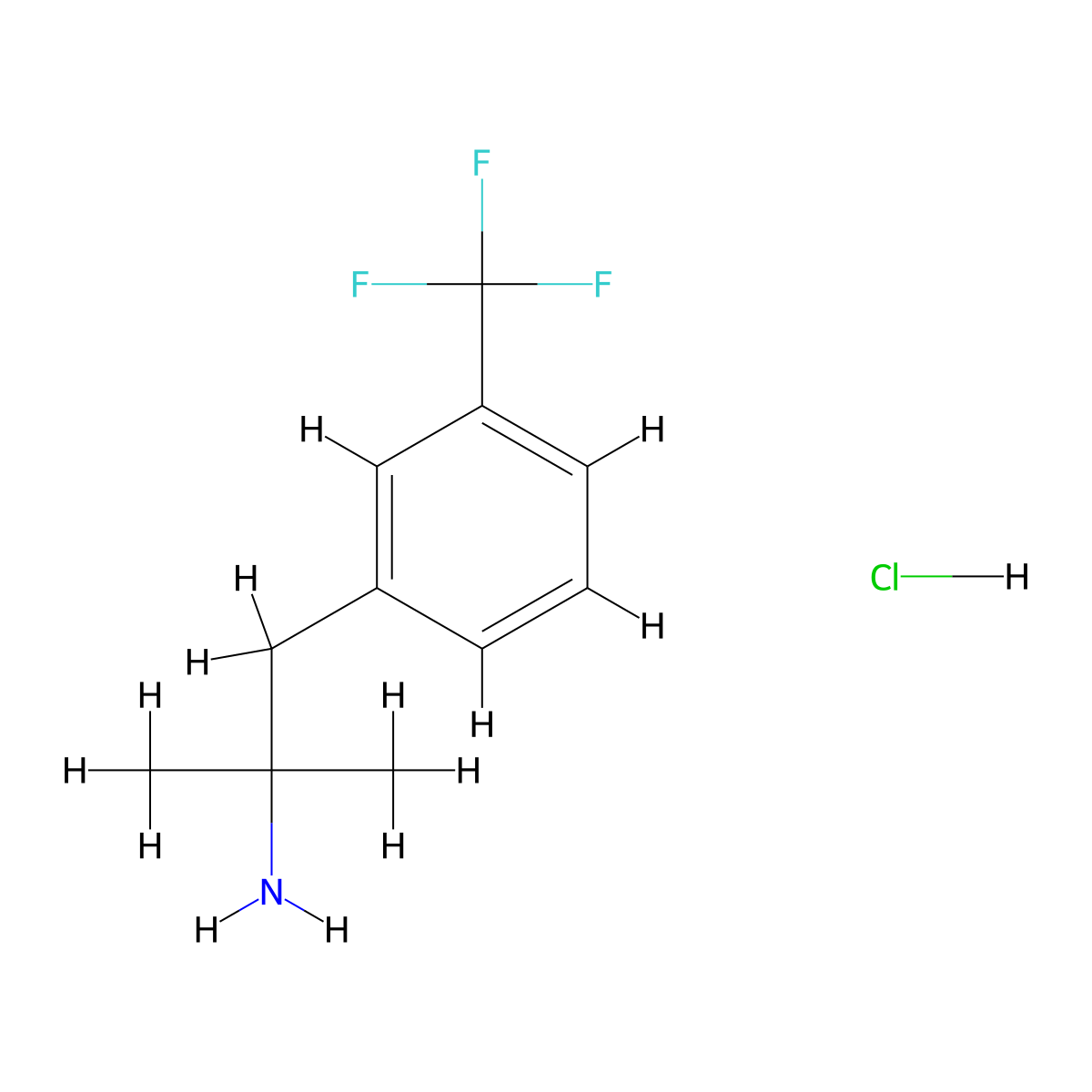 2-Methyl-1-[3-(trifluoromethyl)phenyl]propan-2-amine hydrochloride molecular structure, CAS 1645-10-9