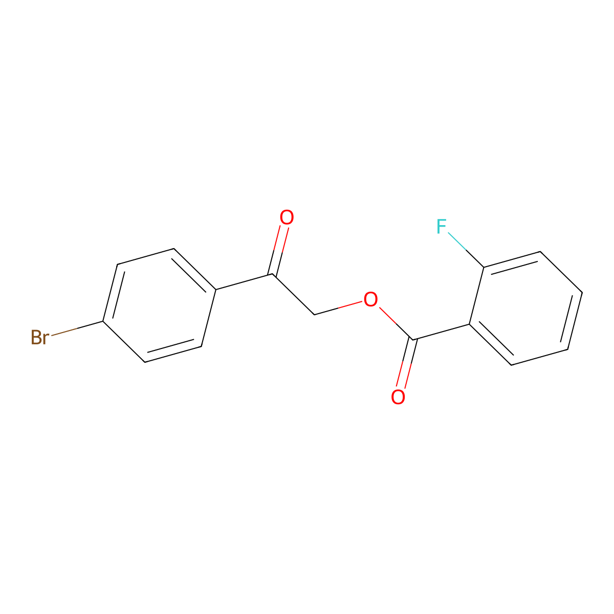 Benzoic acid, 2-fluoro-, 2-(4-bromophenyl)-2-oxoethyl ester molecular structure, CAS 1645-30-3